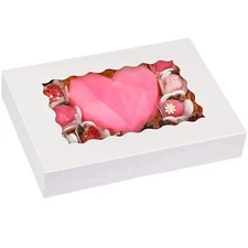 40pcs Cookie Boxes 14x10x2.5 Inch Auto-Popup Bakery Boxes with Window for Don...