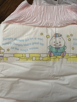 Vtg 1991 1 Plastic Collectible Huggies Pink Baby Steps 2 M Diaper Humpty Dumpty