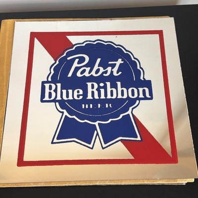 Vintage Pabst Blue Ribbon 12''x12  Painted Mirror Advertising PBR