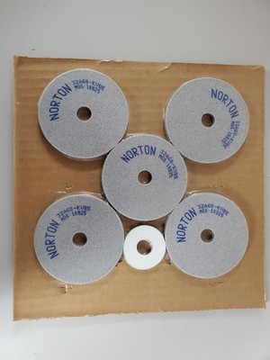 5-PIECES NORTON 32A60-KVBE GRINDING WHEELS - 3'' x 1/4'' x 1/2'' - 66243528696