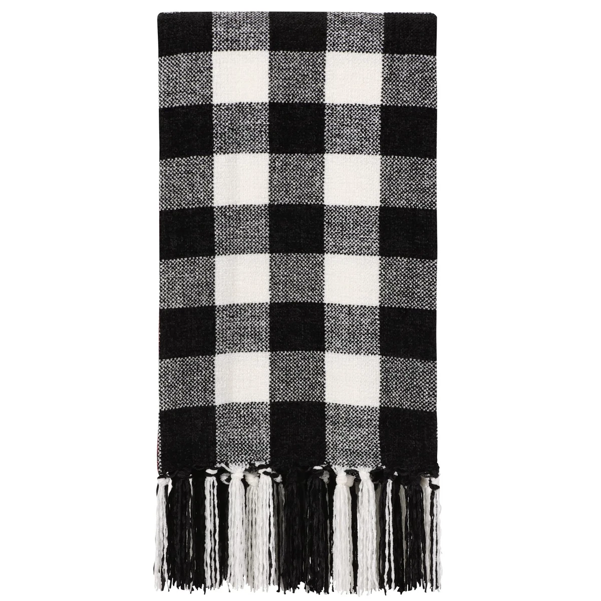 Chenille Throw Blanket Lightweight Soft Plaid Pattern – Black and White 130x150c