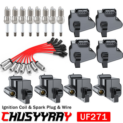 8 sets Square Ignition Coil w/ Spark Plug Wire For Chevy GMC 5.3L 6.0L 8.1L 4.8L