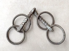 19c Antique Handmade Carved Iron Horse Bit With Rings Retro Farm Decor Animals