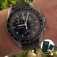 MoonSwatch Silicone Strap Black Swatch Omega Speedmaster 20mm Moon Mercury