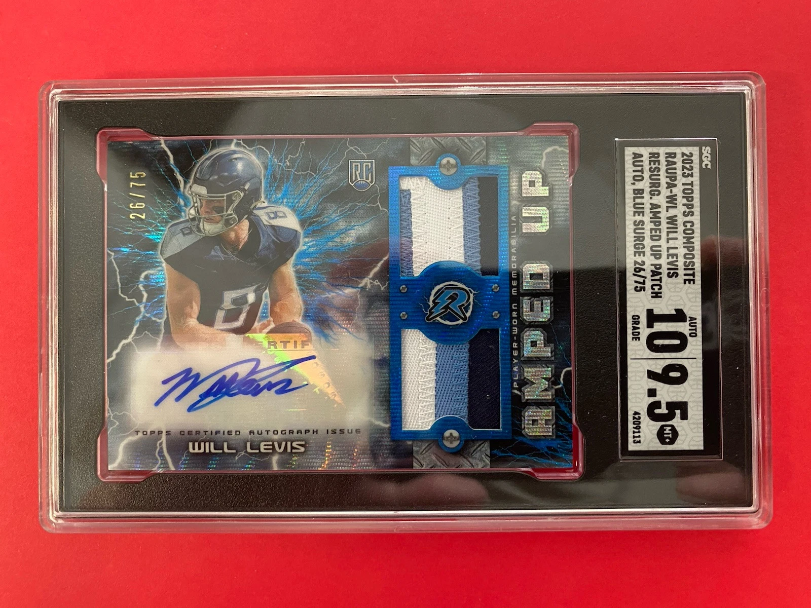 Will Levis Topps Composite Resurgence Amped Up Patch Autographs #WL Blue Surge