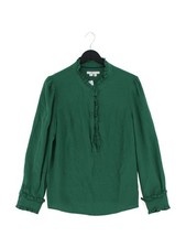 Boden Women's Blouse UK 14 Green 100% Silk Long Sleeve Collared Basic