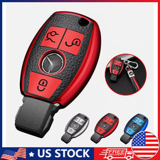 Leather Key Cover Case Car Shell And Fob Holder Accessories For Mercedes Benz