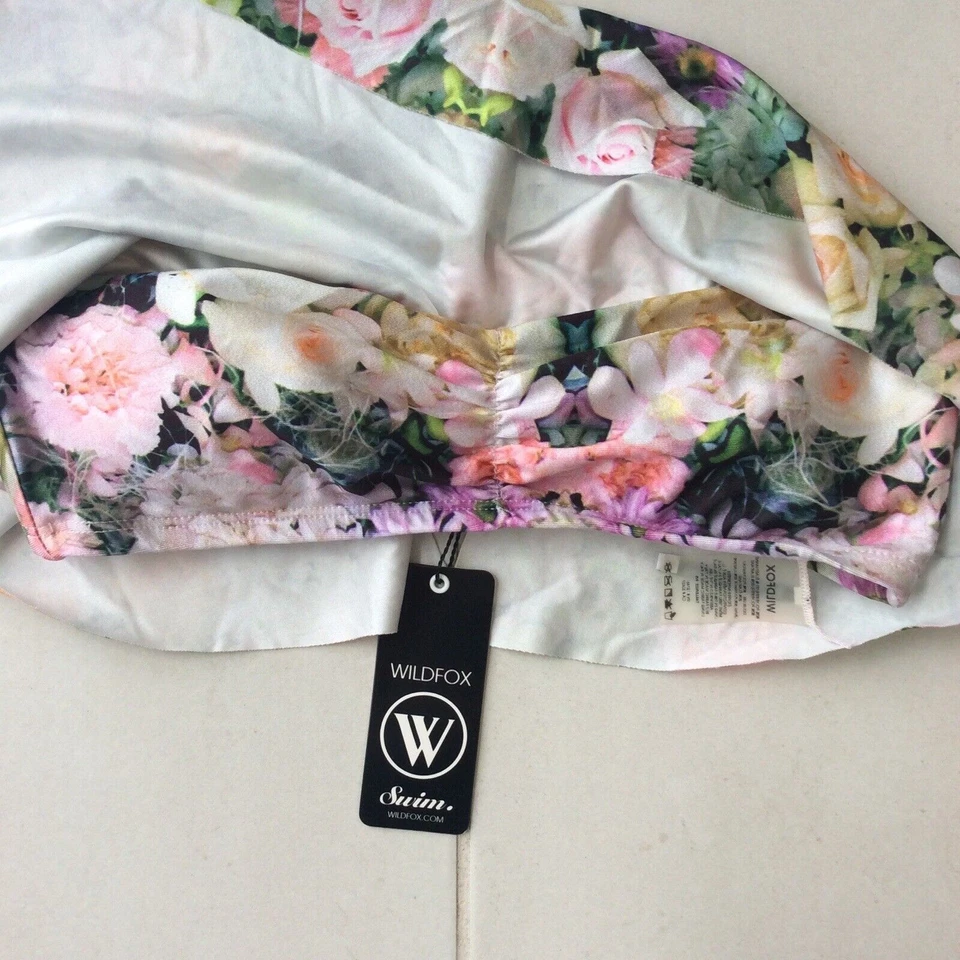 Top de bikini WildFox para mujer talla S sin tirantes pared de hadas floral traje de baño nuevo con etiquetas Foto 3 de 4