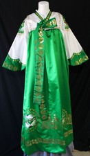 Green Embroidered Satin Korean Hanbok Top And Skirt Size 10 READ