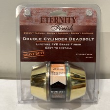 Ultra 43763 Double Cylinder Deadbolt Polished Brass 3 Keys 2 3/8  Or 2 3/4  New