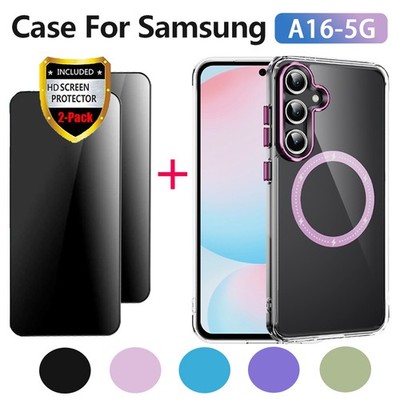 For Samsung Galaxy A16 5G Case Slim Clear TPU Cover+2x Privacy Screen Protectors