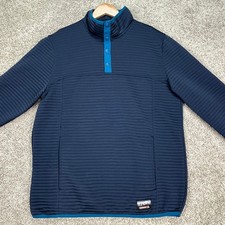 Gerry Pullover Mens Medium Navy Blue Striped Long Sleeve 1/4 Snap Athletic EUC