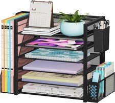 Desk File Organizer Paper Letter Tray Organizer with File Holder Pen Container