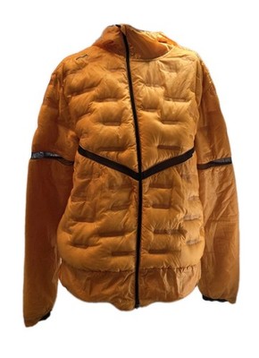 Nike Men's Jacket Medium Yellow Aeroloft Quilted Goose Down Hooded