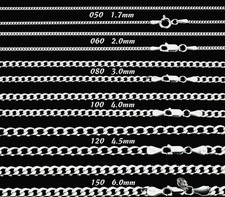 Genuine 925 Sterling Silver Curb Chain Necklace Lobster Clasp 16"-30" Gifts UK