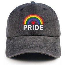 Pride Hat LGBT Baseball Cap Adjustable Cotton Vintage Rainbow Hat Gay Pride H...