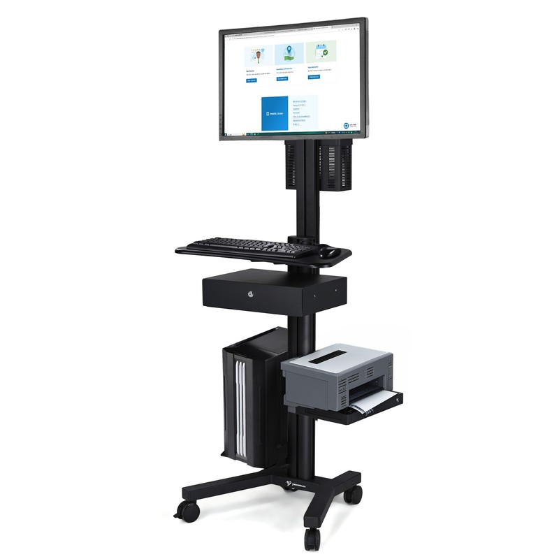 Yescom Mobile Computer Cart Rolling PC Stand Desk Workstation with Drawer Black
