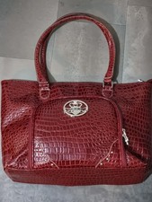 Kathy Van Zeeland Large Red Croc PVC Shoulder Tote Bag Handbag