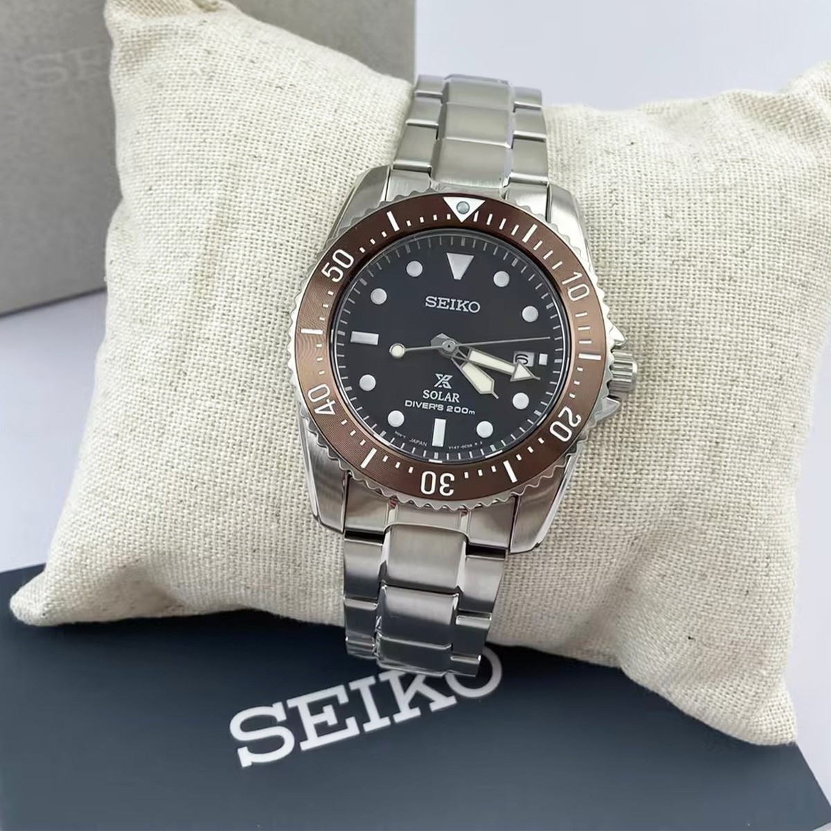 Seiko Prospex Sea Solar Power Brown Dial Men Stainless Steel