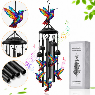 35'' Colorful Hummingbird Wind Chime Outdoor Garden Decor Perfect Gift for Mom