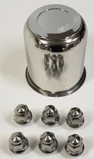 Trailer Wheel Lug and Cap Set Stainless Steel Hub Cover 6 SS Lugs 3.75" Center