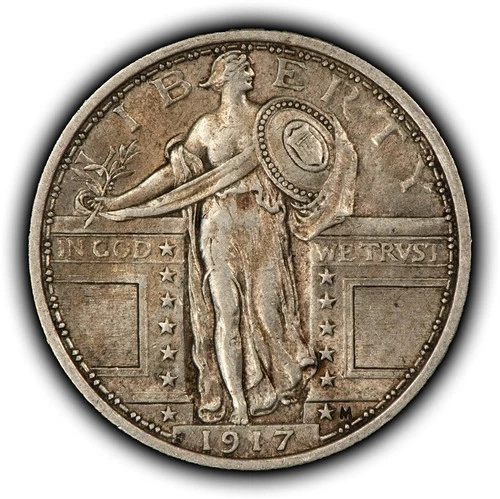 1917 Ty-1 25c Standing Liberty Silver Quarter - Luster- Type 1 - AU+ - SKU-Y6376