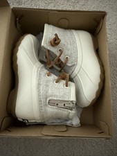 NEW Sperry Top-Sider Little Kids Girls Saltwater Ivory Cream Duck Boots Size 8M