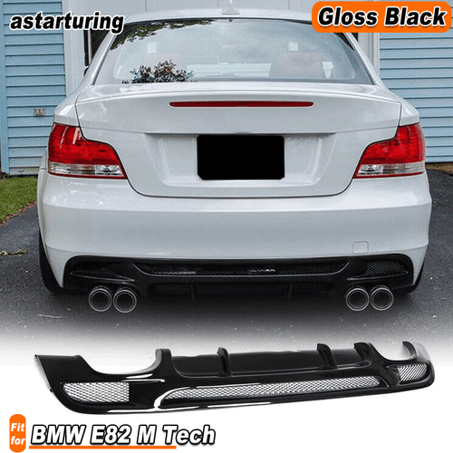 Glossy Black Rear Bumper Diffuser Quad for BMW 1 Series E82 M Tech M-Sport 07-13 - Picture 1 of 12