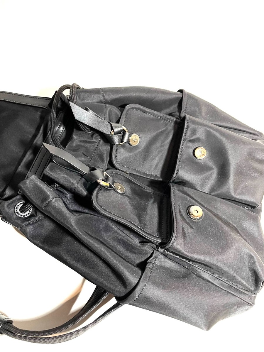 Kate Spade New York Carly Flap Drawstring Backpack in Black Technical Nylon Kate Spade Carley Flap Drawstring Nylon Backpack w/ Pockets  main image 2