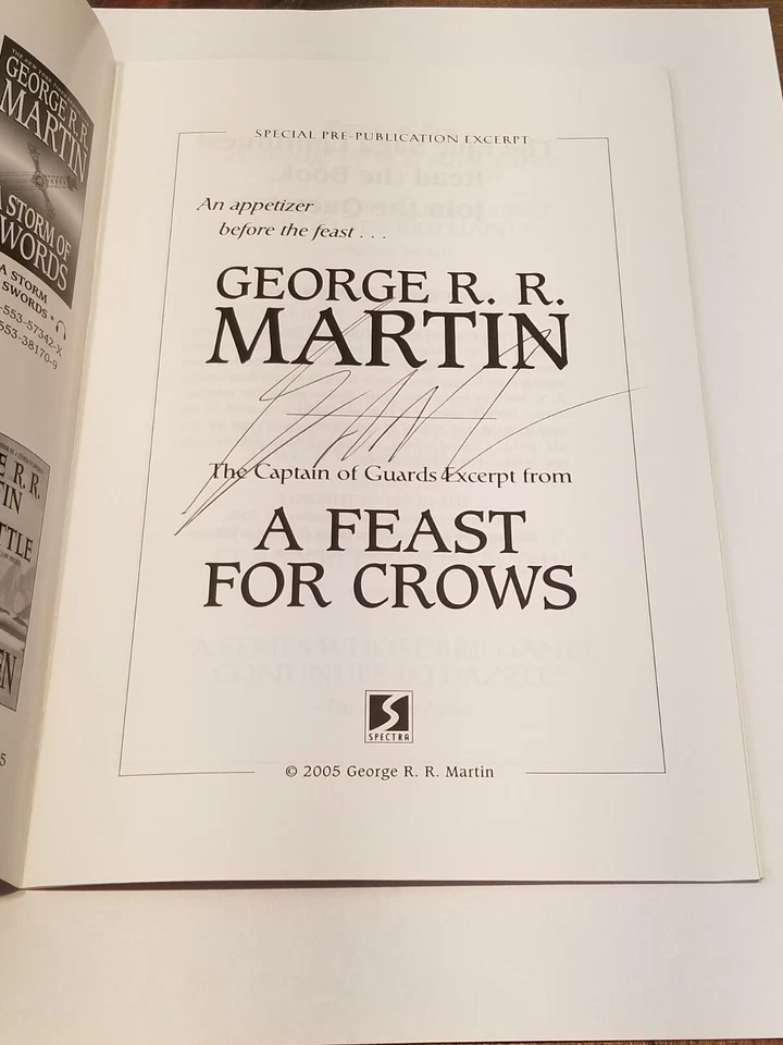 A Feast for Crows SIGNED Excerpt The Captain of The Guards George RR Martin GRRM - Image 3 of 4