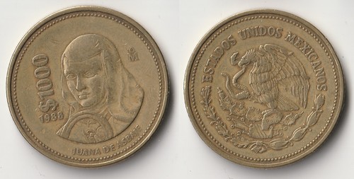 1988 Mexico 1000 pesos coin