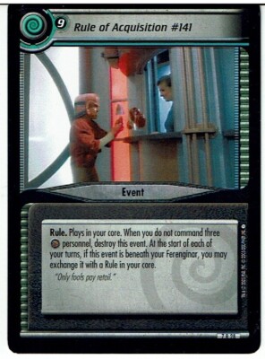 STAR TREK CCG 2E STRANGE NEW WORLDS RARE CARD RULE OF ACQUISITION #141 7R28 ex