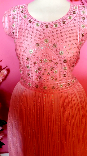 WOMEN PLUS SIZE SPARKLY PINK ANARKALY EVENING DRESS ( SIZE 4XL ) - Picture 2 of 2