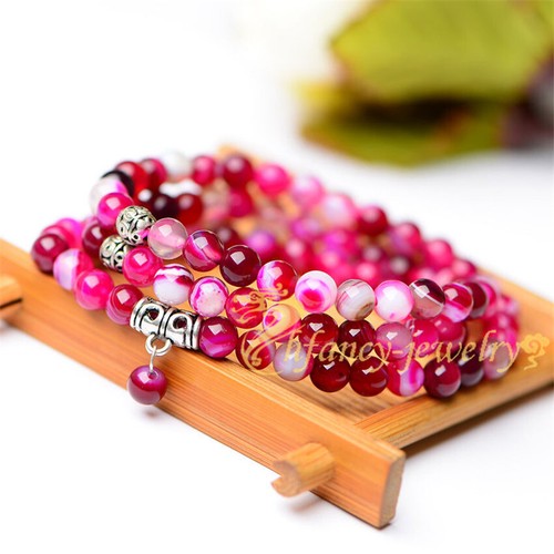 6mm 108 red sardonyx bracelet Hand Stone Chaplet Buddha Women Natural stone - Picture 2 of 7