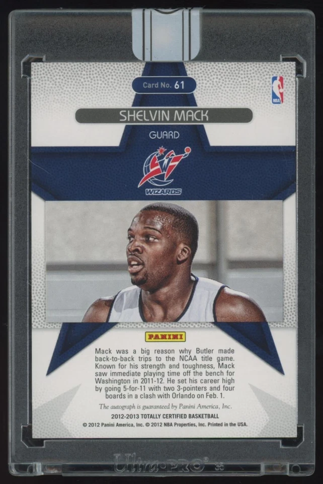 SHELVIN MACK 2012-13 Panini Totally Certified Rookie Roll Call #61 80/129 - Image 2 of 2