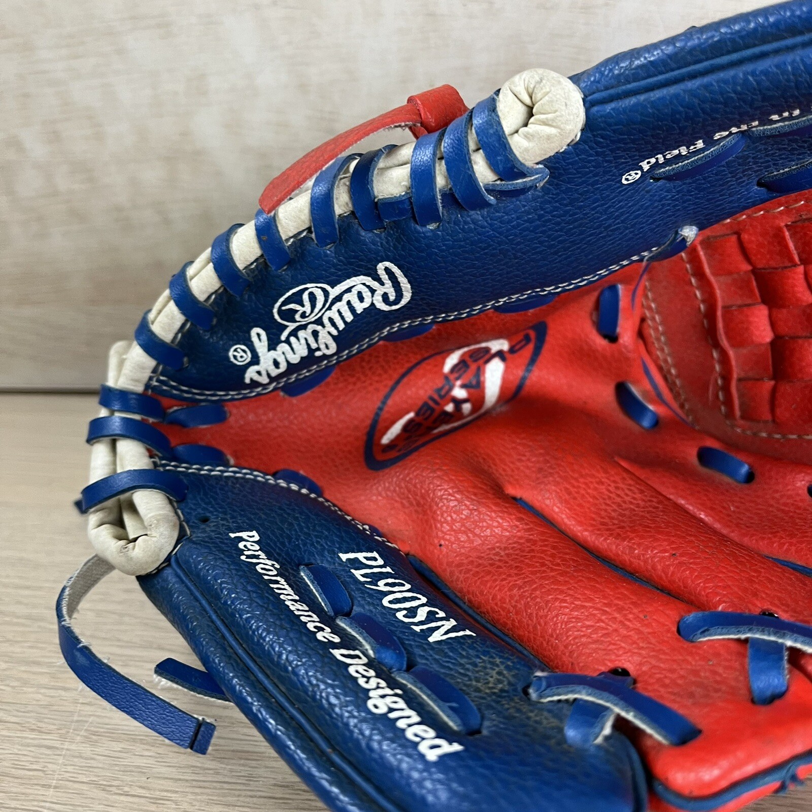 Rawlings PL90SN Baseball Glove Red White Blue Youth Right Hand Throw | eBay