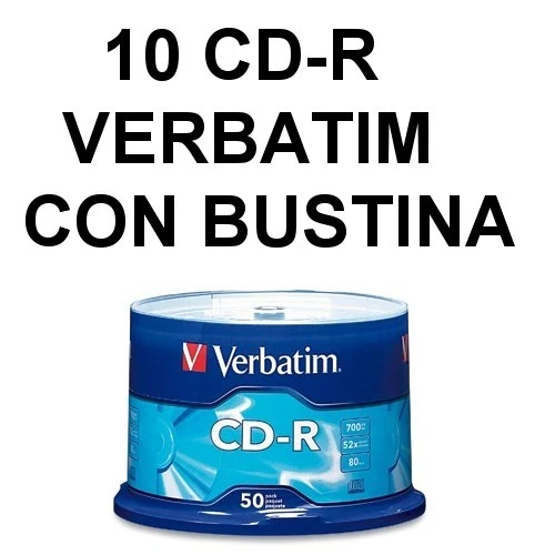 10 CD-R 700 MB VERBATIM 700MB VERGINI VUOTI CON BUSTINE CON ALETTA
