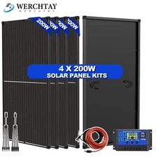 200W Watt Monocrystalline Solar Panel Kit 12V Battery Charger Home RV Off Grid