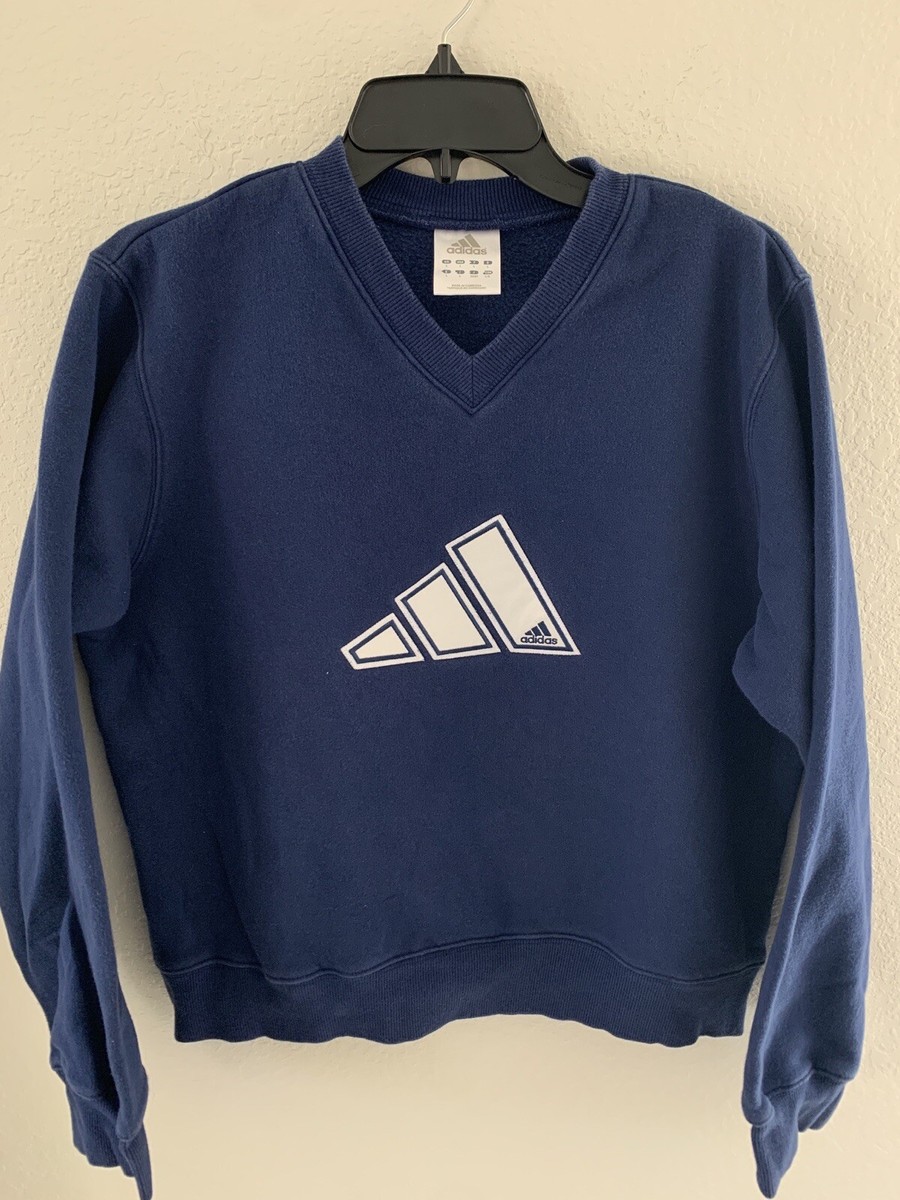 VTG 90’s Adidas Y2K Embroidered V Neck Logo Sweatshirt Womens L