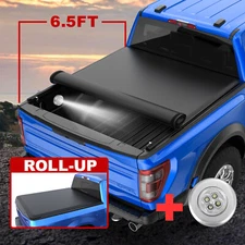 Roll Up 6.5FT Bed Tonneau Cover For 2002-2025 Dodge Ram 1500 / 2500 /3500 Truck