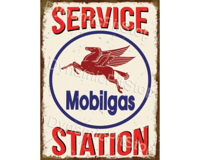 Mobilgas Service Station Rustic Tin Metal Sign Man cave Garage ...