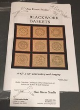 One Horse Studio Blackwork Basket Embroidery Pattern Wall Hanging