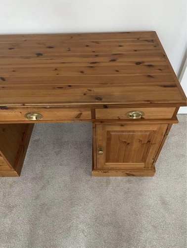 Bespoke Hand Made Large Solid Pine /Brass drawers Desk Table Excel. condition - Picture 4 of 12