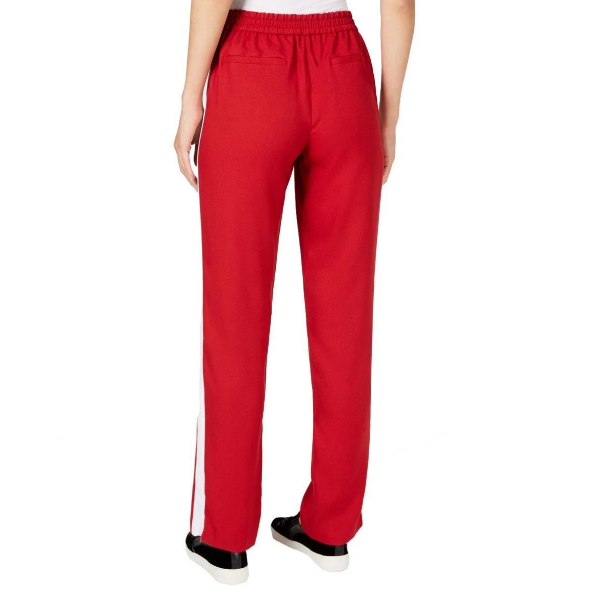 MICHAEL KORS Women s Red Currant Stripe Drawstring Pull On Track Pants XS TEDO