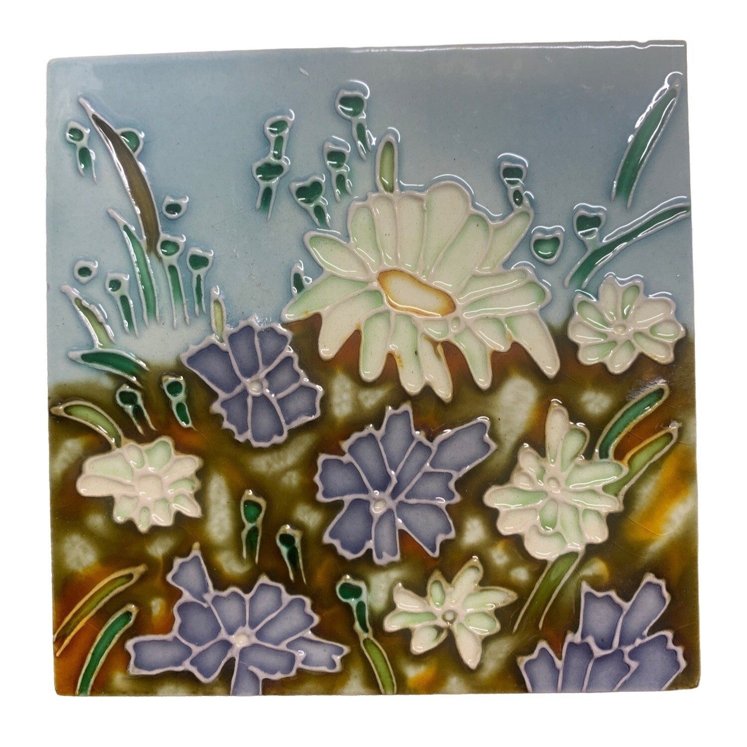 Floral Ceramic Wall Art Tile 4x4 Backsplash Decor Gift-image