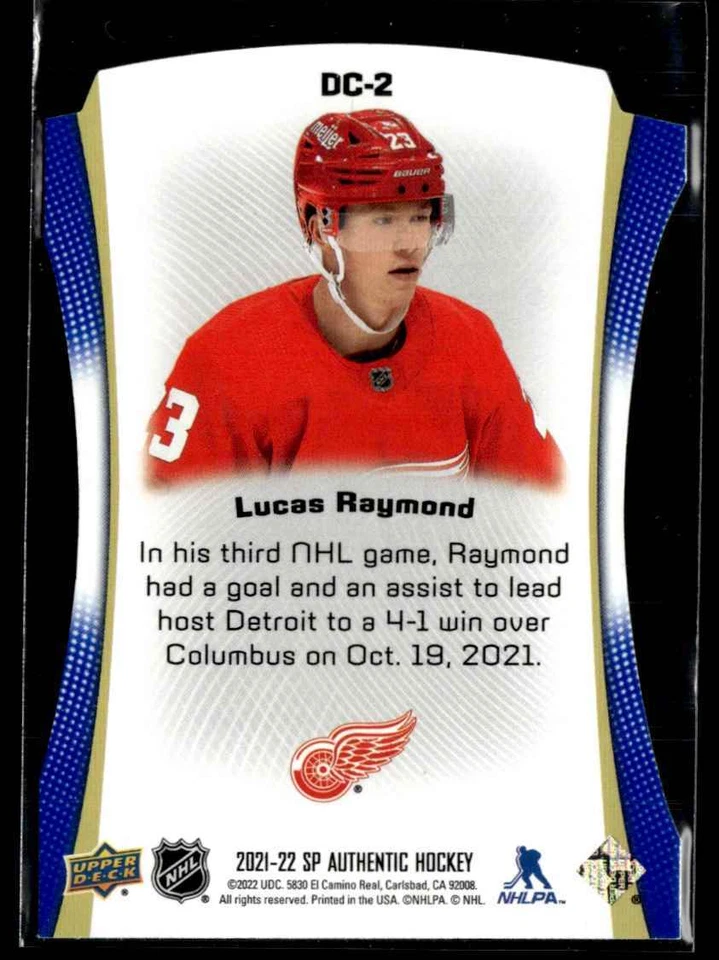 2021-22 Sp Authentic Die cuts blue Lucas Raymond #DC-2 H7R2F - Image 2 of 2