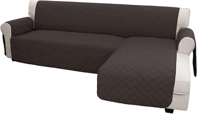 Easy-Going Sofa Slipcover L Shape Sofa Cover Sectional Couch Cover (Chocolate)