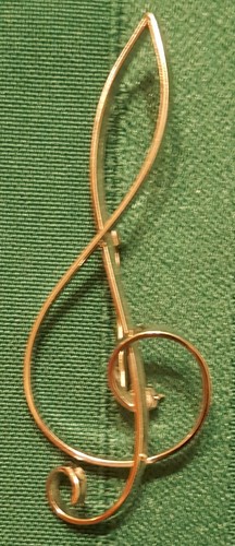 Beau Sterling Silver TREBLE CLEF Music Note Symbol Pin Brooch by BEAU