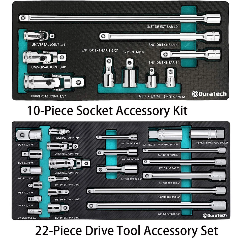 DURATECH Drive Tool Accessory Set/Socket Accessory Kit w/EVA Foam Tool Organizer - Image 2 of 4