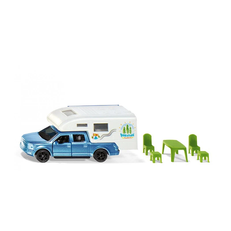 Siku 1693 Ford F-150 Pickup blau metallic mit Camper (Blister)